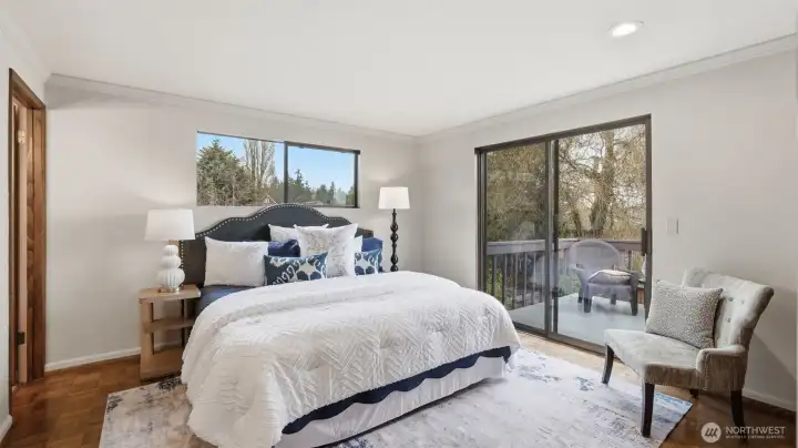 Private access to a deck from the primary suite.