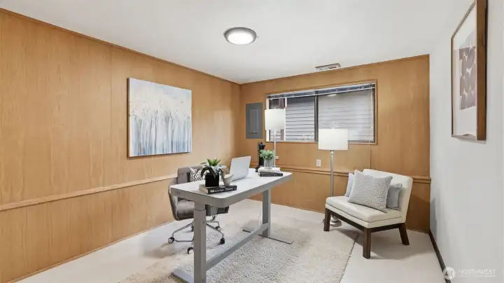 Quiet workspace located on the lower level.