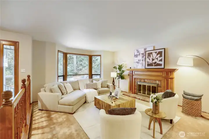 Living room with fireplace.