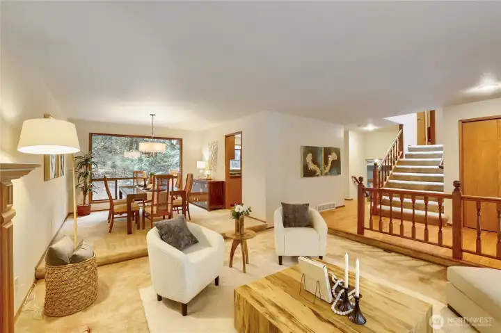 Living room and dining room