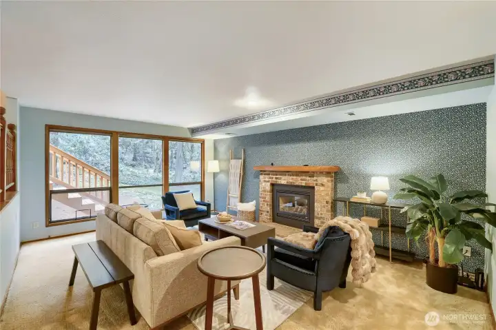 Family room with gas fireplace