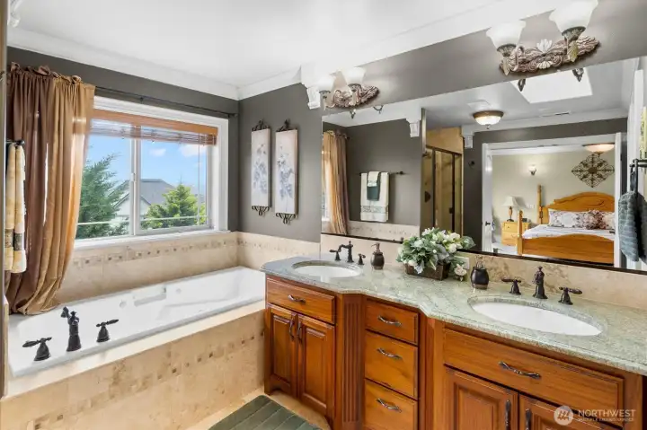 Primary Bath with Jetted Tub and Skylight