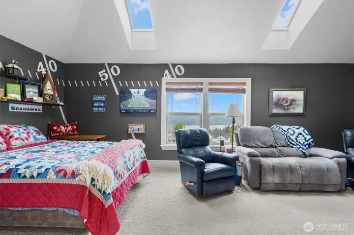 Large Bedroom #2 with River View and 2 Skylights