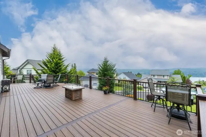 Deck with River View and Gas Fireplace