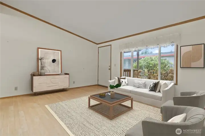 Virtually staged living room.