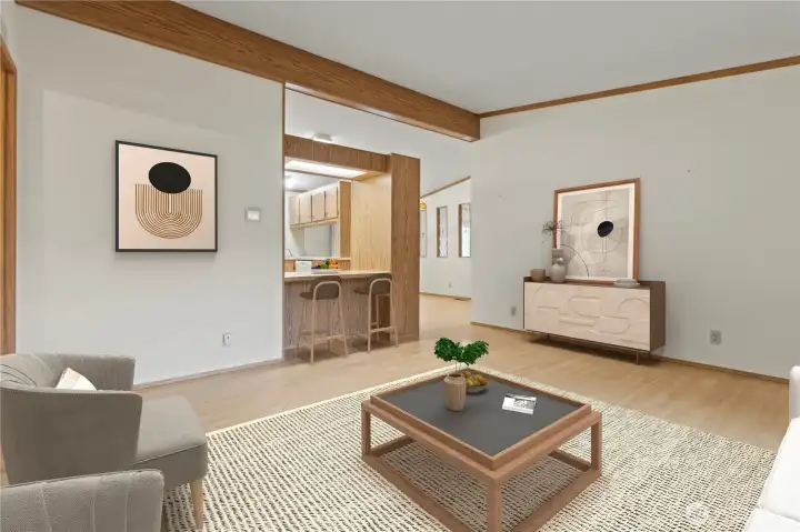 Virtually staged living room.