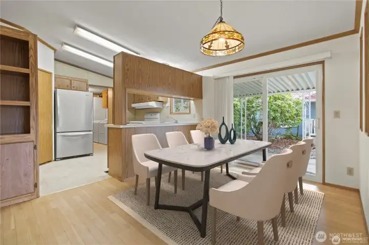 Virtually staged dining room.