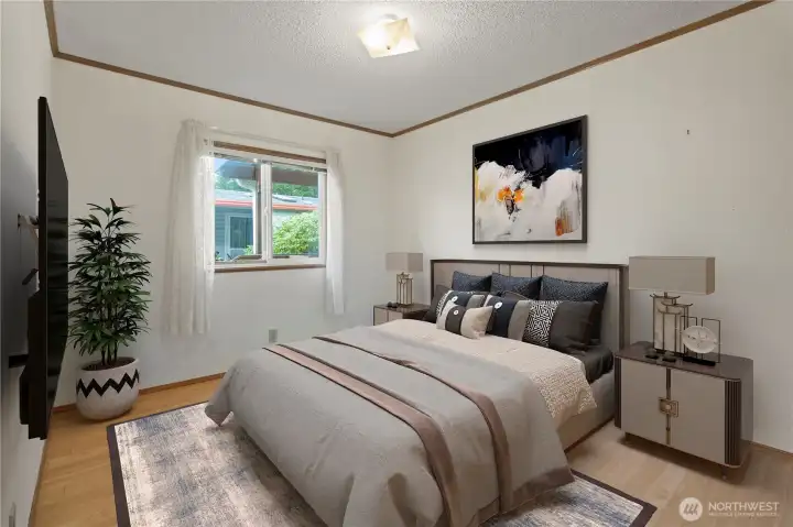 Virtually staged bedroom 2.