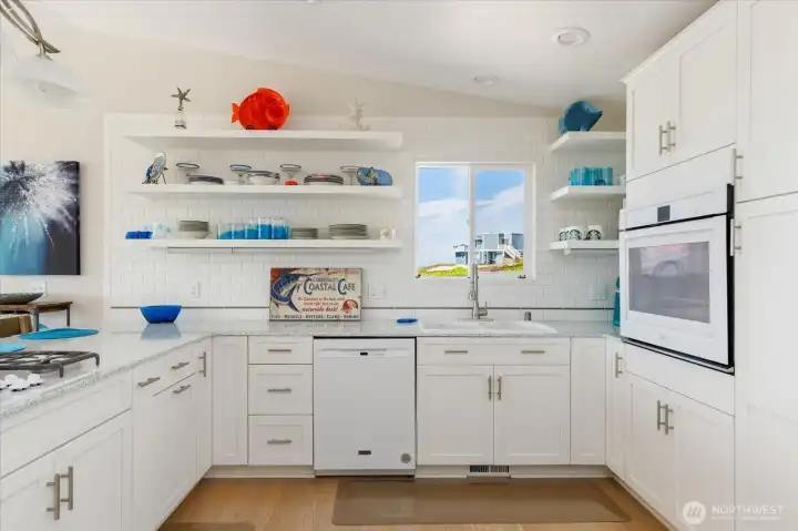 Kitchen offers plenty of storage space .
