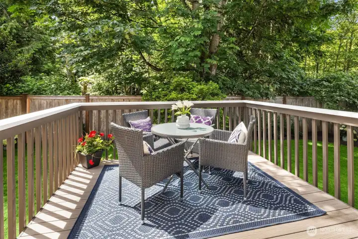 New composite decking - Backs to protected, wooded, greenbelt offering year around privacy!