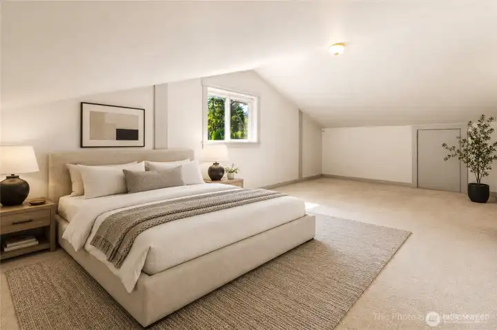 Virtually staged bedroom in the ADU