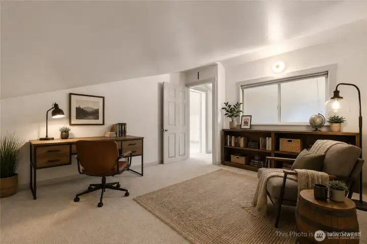 Virtually staged office in the ADU