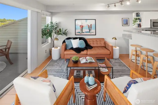 Another view of the beautiful living room from the sleeping nook.