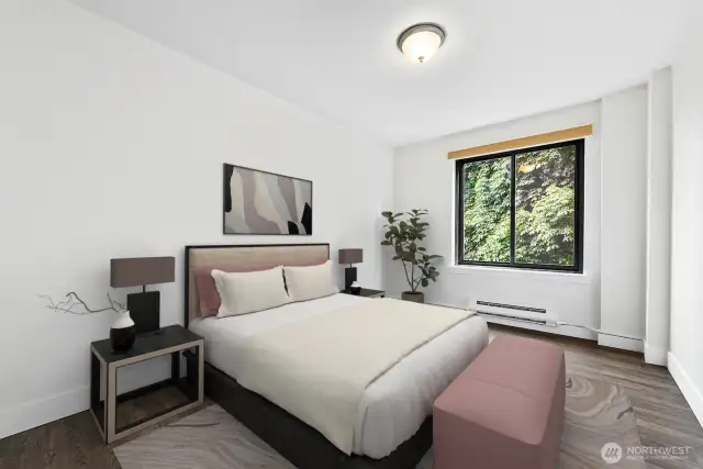 1 of 2 bedrooms. This room is virtually staged.