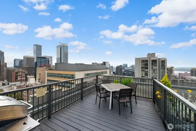 The rooftop deck provides excellent city views.