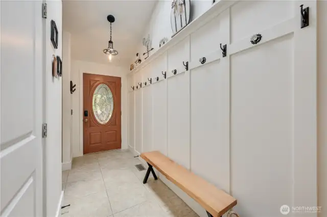 Front door and entry hall.
