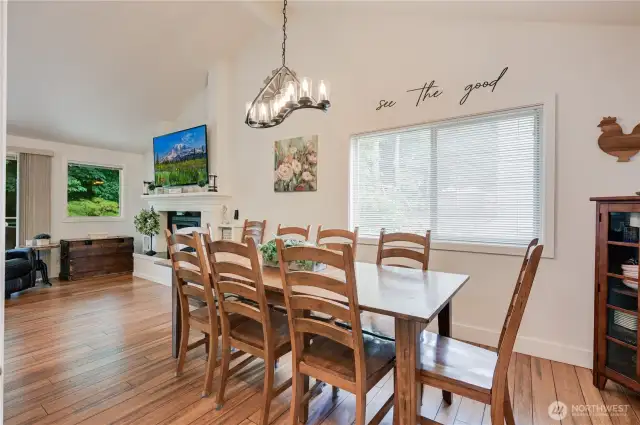 Dining room filled with natural light.