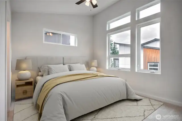 Upper Floor Primary Bedroom. Virtually Staged.