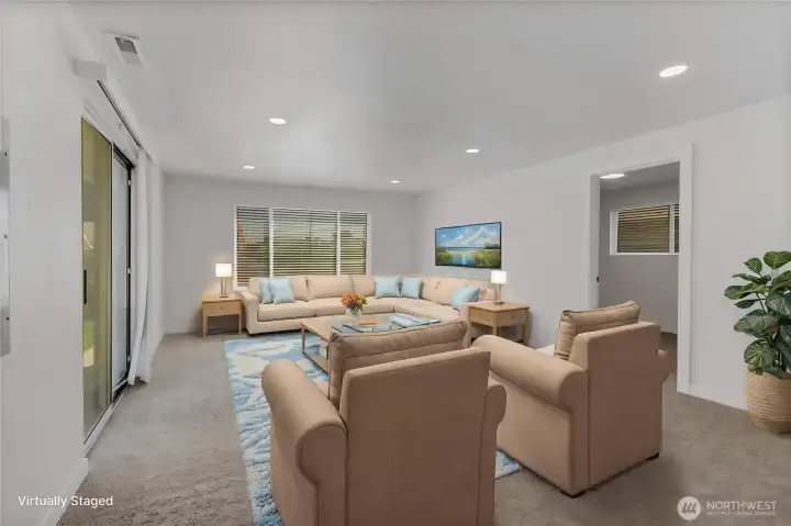 Virtually staged family room