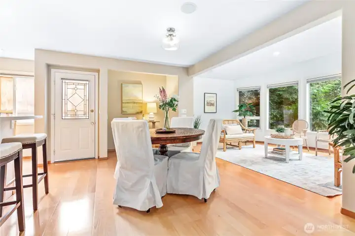 Large dining room area big enough for many different set up options!
