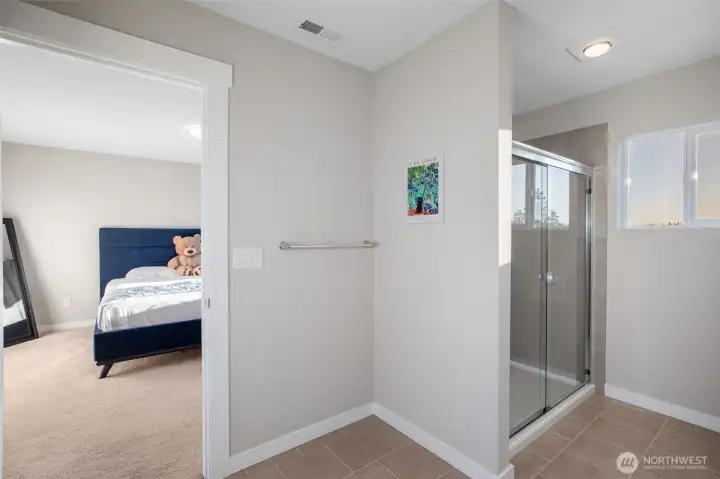 Large primary shower.