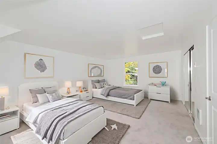 Primary bedroom staged