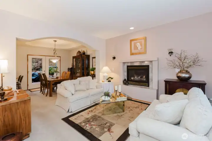 Comfortable living room with gas fireplace