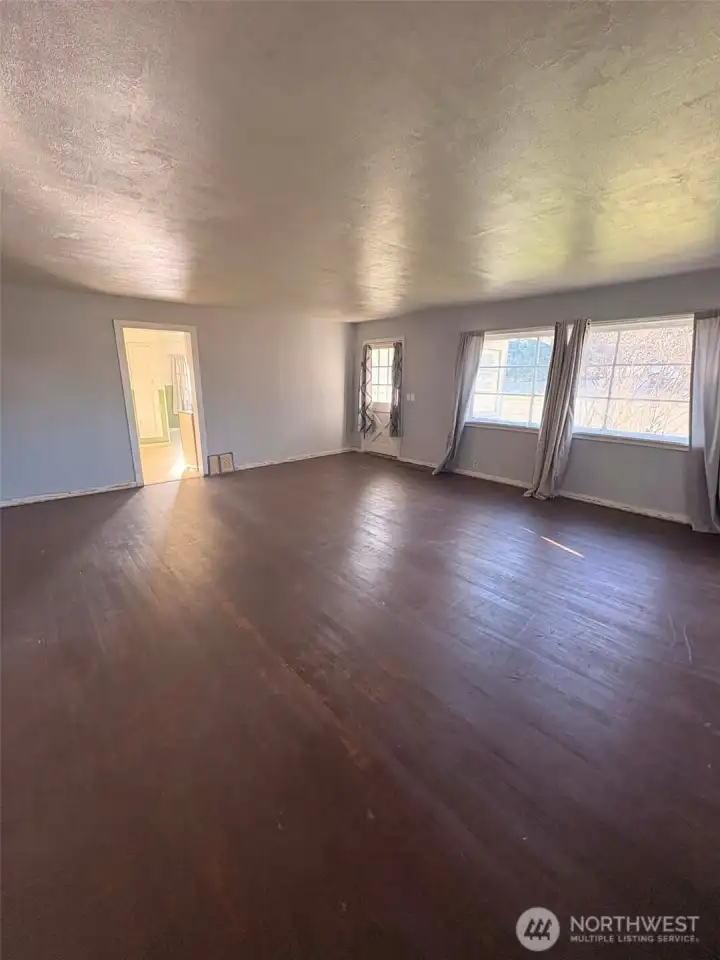 Located off of the kitchen is a huge living room- could work as a living/dining room/open concept area or just a large living room.  Size matters and these rooms are big!