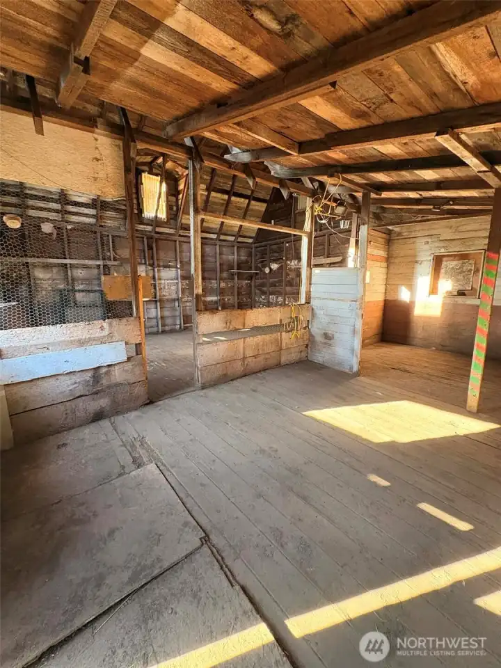 Inside the barn.