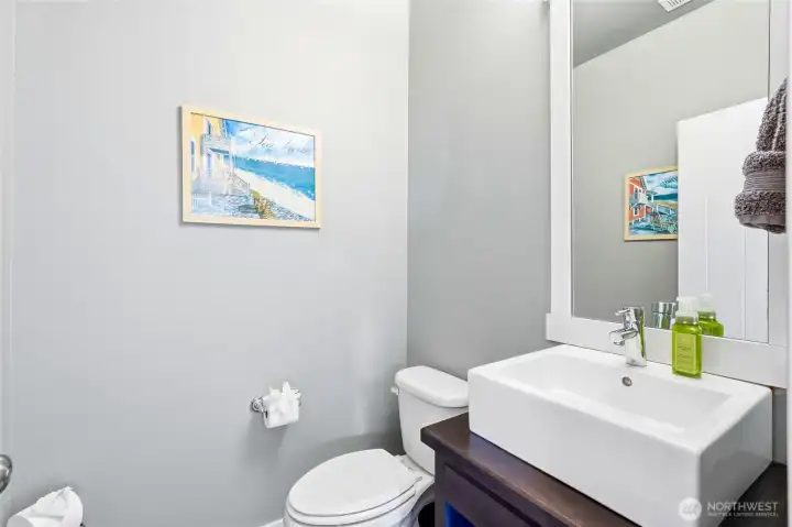 The main floor powder room is available for guests and owners alike.