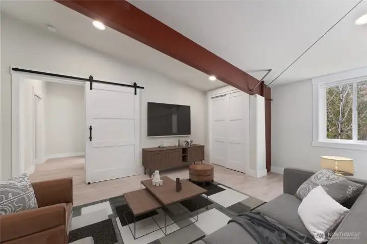 Same image virtually staged as a hang-out space