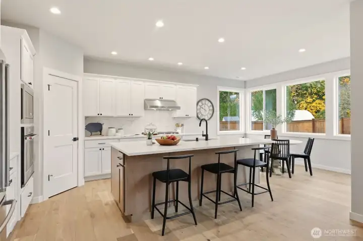 kitchen with large eating island