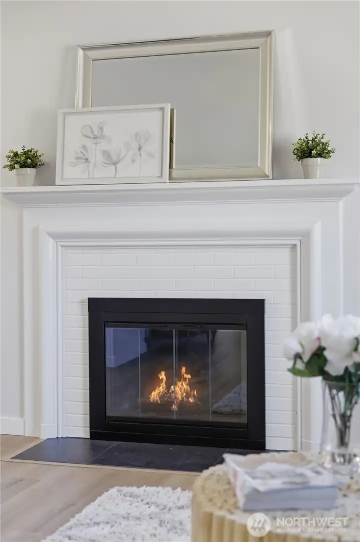 Cozy fireplace detail adding warmth and character