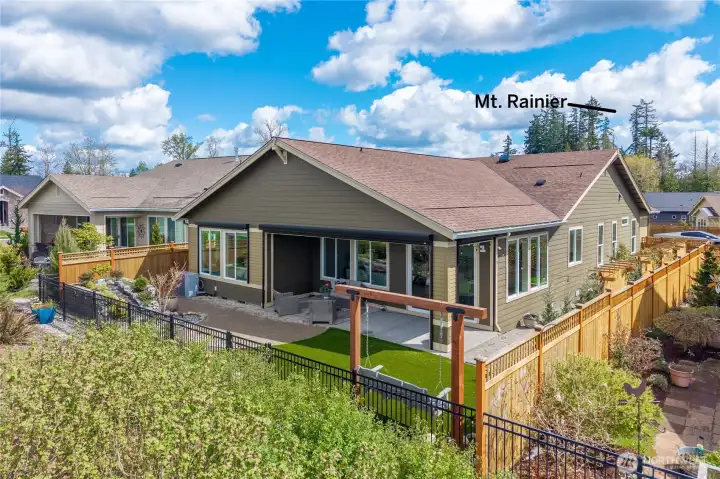 The swing was placed to perfectly enjoy the majestic views of Mt. Rainier. Grab your coffee or beverage of choice and take a swing while listening to the soothing water feature. Sounds like a good day to me!