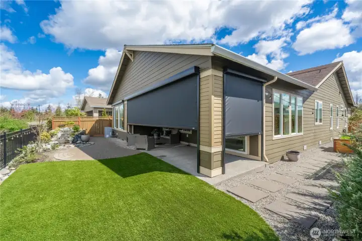 Motorized Sunshades make this patio useable almost all year!