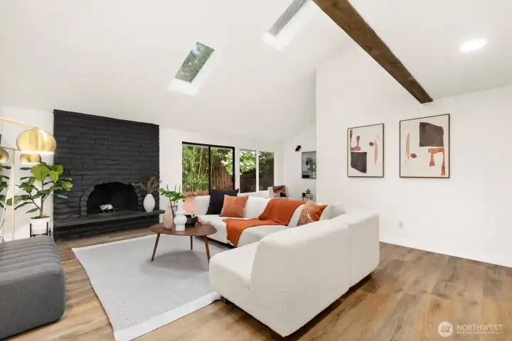 Welcome to your light-filled, skylit living room!