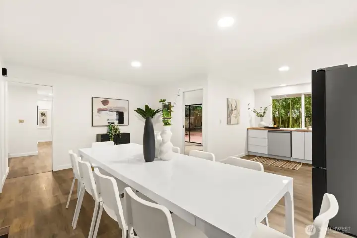 Looking back at the kitchen and the nook just beyond - imagine the possibilities here to open this space up!