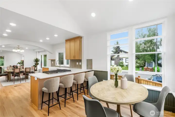 Kitchen bar and eating nook. Kitchen bar and eating nook.
