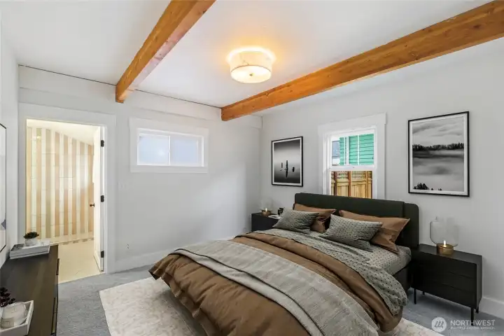 Primary bedroom on main floor. Primary bedroom on main floor.