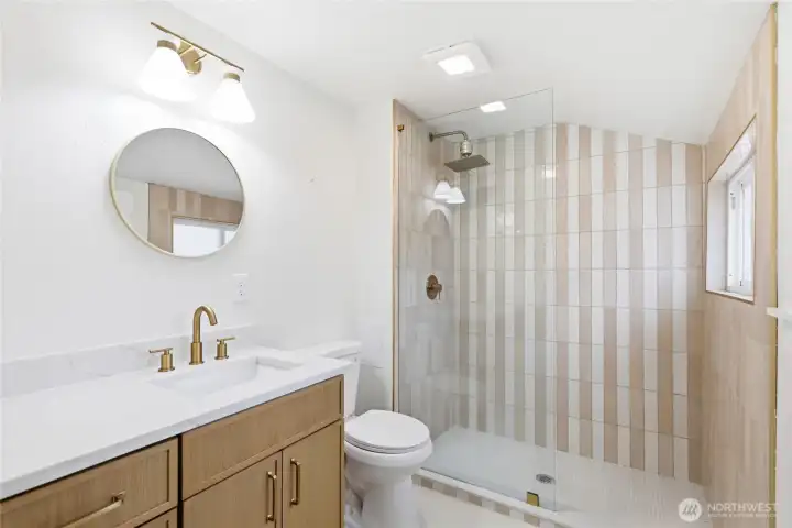 Primary bathroom on main floor. Primary bathroom on main floor.