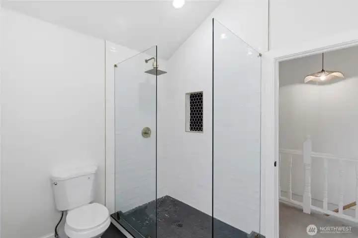 Upstairs bathroom. Upstairs bathroom.