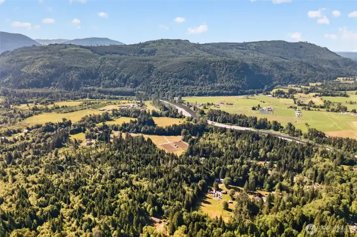 ariel view of valley from property