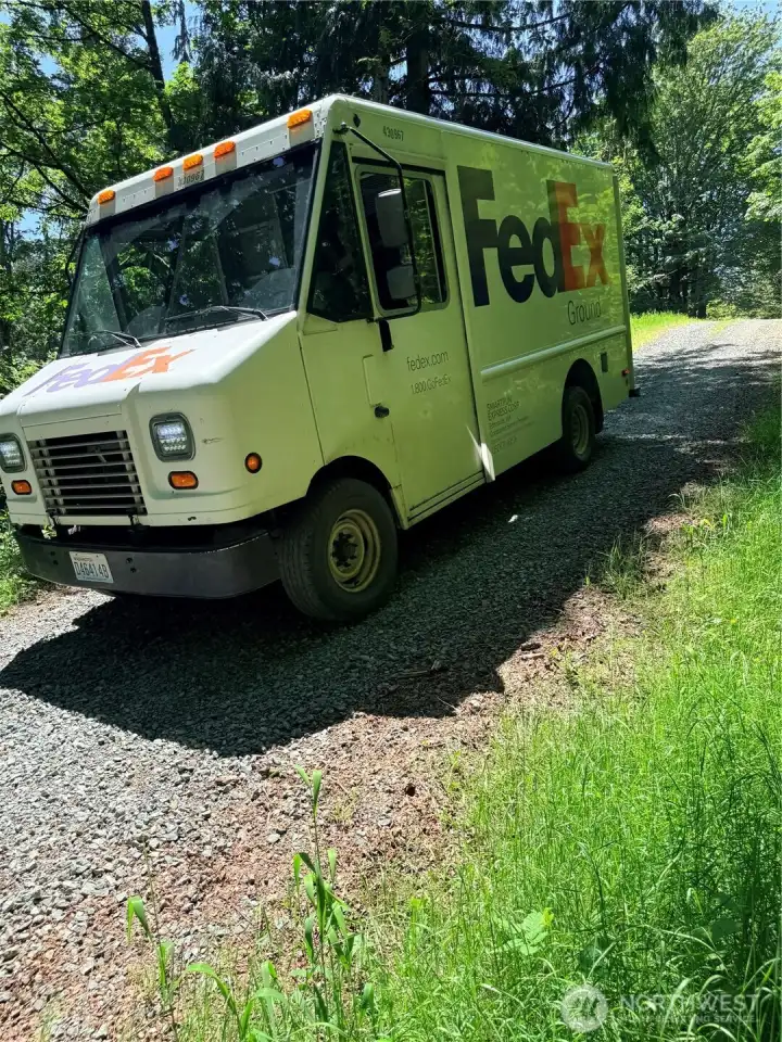 Watch for FedEx trucks on road when viewing