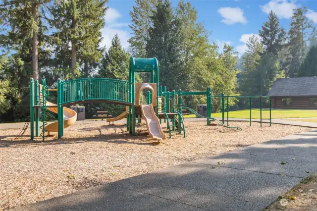 Nice play ground and a community building which can be rented for events.