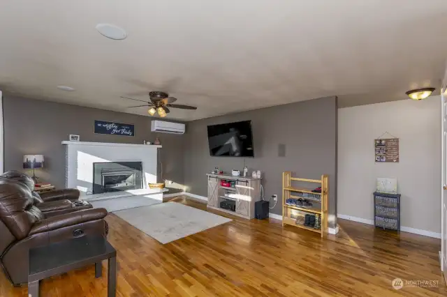 Hardwood floor and ductless mini split system for heat and AC.