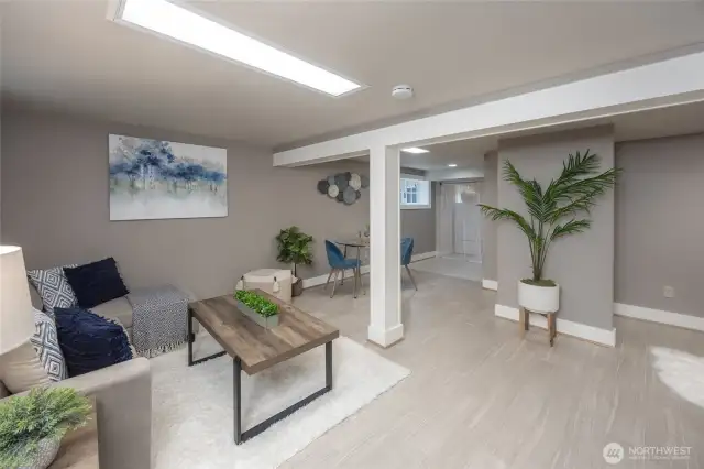 Fully finished basement includes 3/4 bathroom & laundry room.