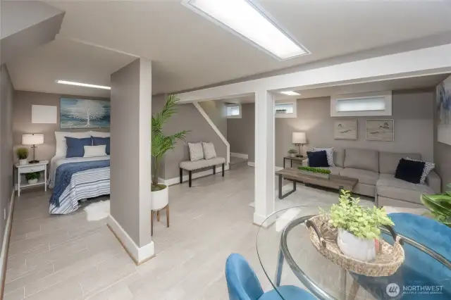 Fully finished daylight basement with 3/4 bath is the perfect guest suite.