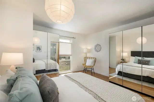 Generous and bright bedroom with two closets