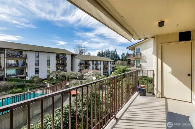 The large balcony offers plenty of room for entertainment
