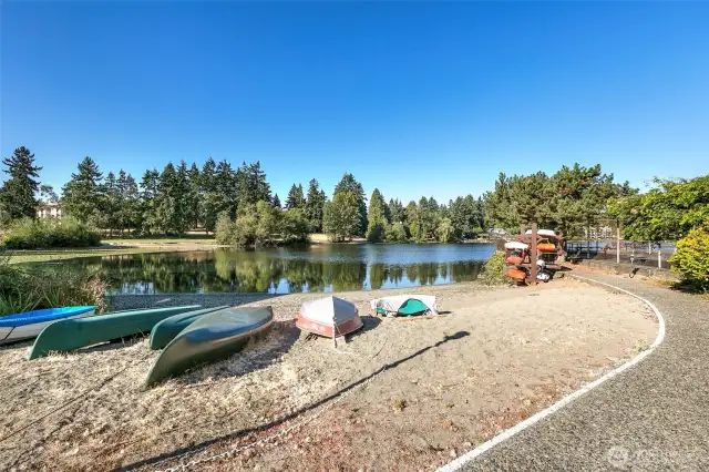 Private beach and communal kayaks and paddle boards